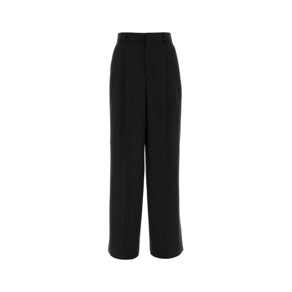 Ami Women Black Wool Wide-Leg Pant